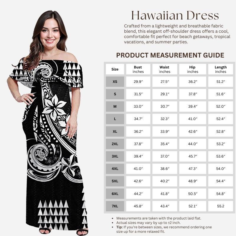 Black Kakau Polynesian Dress & Hawaiian Shirt – Matching Hawaiian Couple Outfit