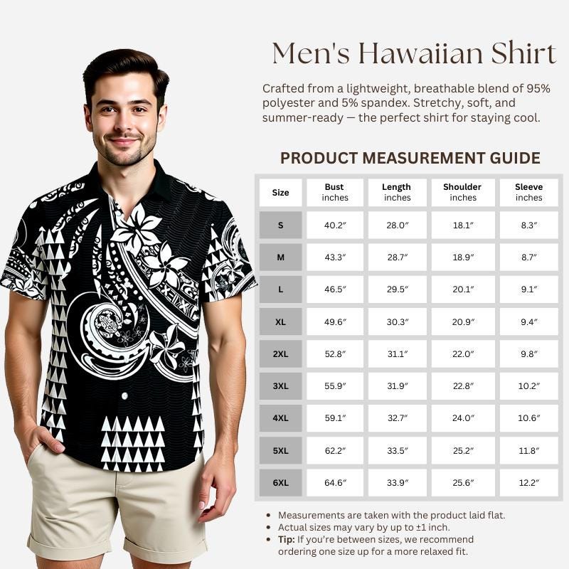 Black Kakau Polynesian Dress & Hawaiian Shirt – Matching Hawaiian Couple Outfit